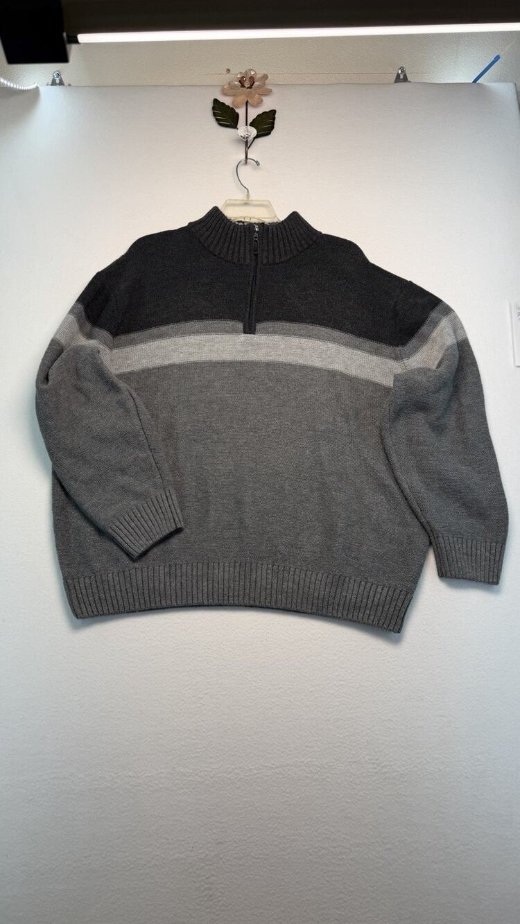Park Slope New York Mens Sweater Knit 1/4 Zip Mock Neck Cozy Black /Gray 4X